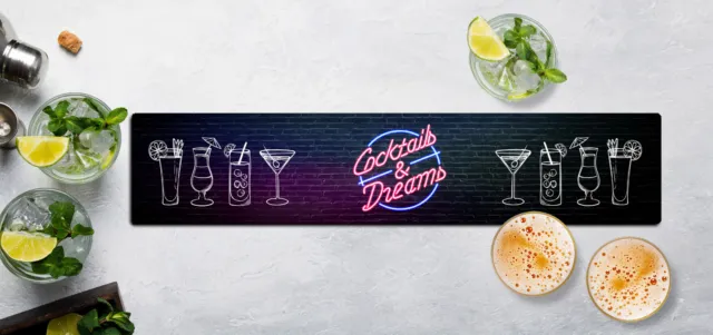Cocktails & Dreams Bar runner Mat - Bar Runner Home bar mat beer mat L728