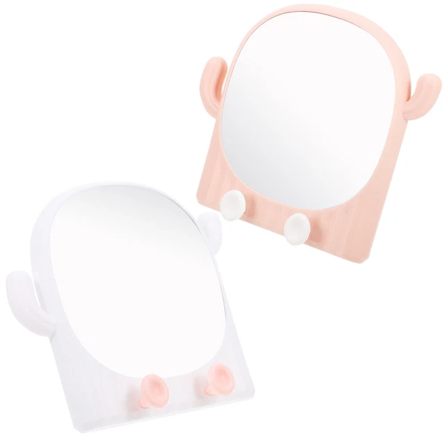 2 piezas espejo de maquillaje de cactus bolsa de almacenamiento decorativa viajes