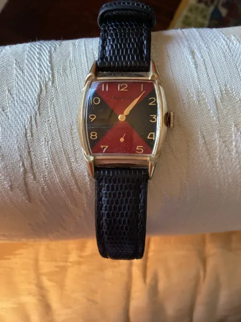 Vintage 1959 Bulova Watch, Red and Black Stunning Dial