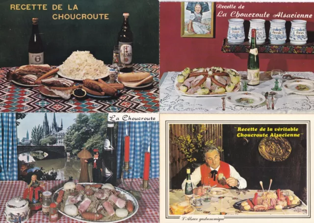 Lot of 4 postcard postcards 10x15cm KITCHEN RECIPE SAUERKRAUT ALSACE 2