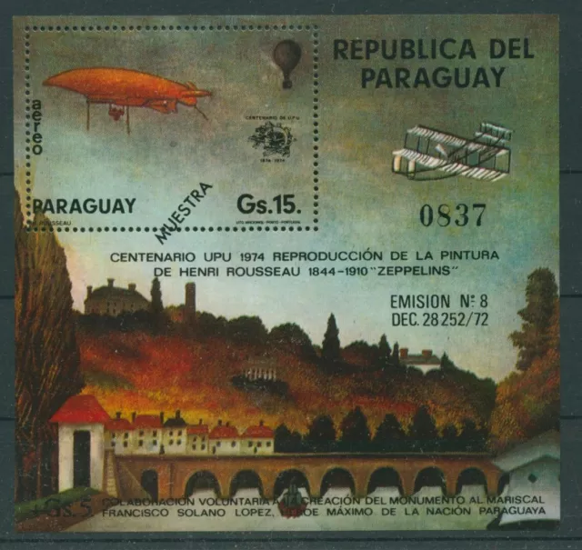 Paraguay 1974 Weltpostverein UPU Zeppelin Block 228 Muster postfrisch (C22621)