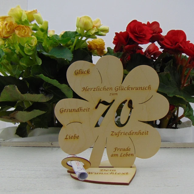 GESCHENK ZUM 70 Geburtstag Personalisiert Geldgeschenk Kleeblatt 16 cm