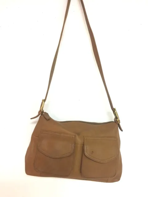 FOSSIL 1954 Shoulder Bag Purse Brown Pebble Leather