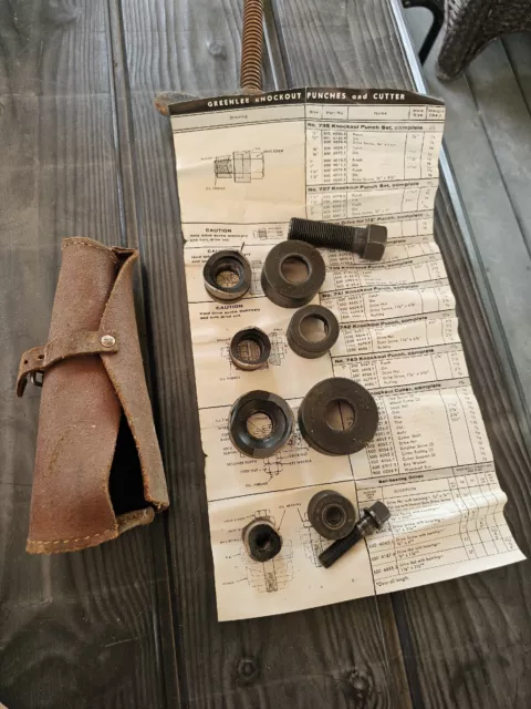 Vintage Greenlee No. 735 Conduit Knockout Punch, Rockfort, IL, in leather case.