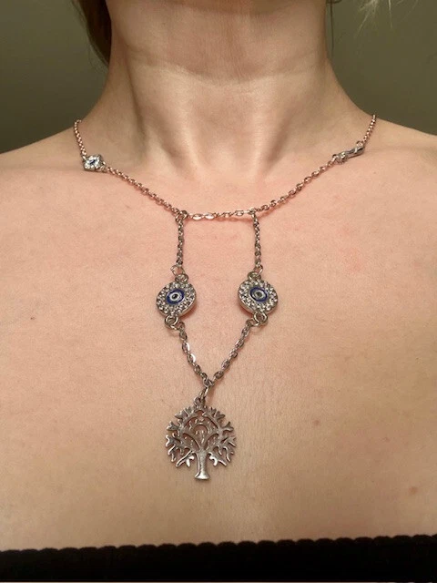 Breloques porte bonheur mauvais œil couleur argent, pendentif en acier inoxydable pour la
