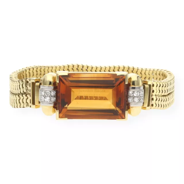 Vintage Armband aus 750/000 (18 Karat) Gold mit Citrin und Diamanten, getragen 1
