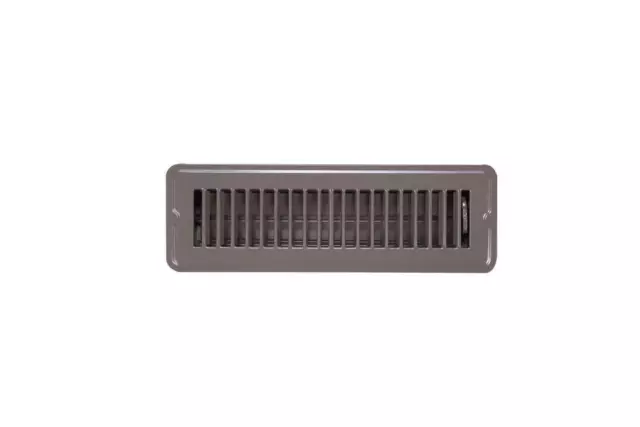 Brown Steel Floor Register Vent Diffuser w/ Damper, Fits 2-1/4"x10" Duct Opening