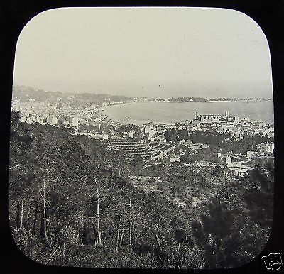Glass Magic Lantern Slide PANORAMMA OF CANNES C1910 SOUTH OF FRANCE RIVIERA