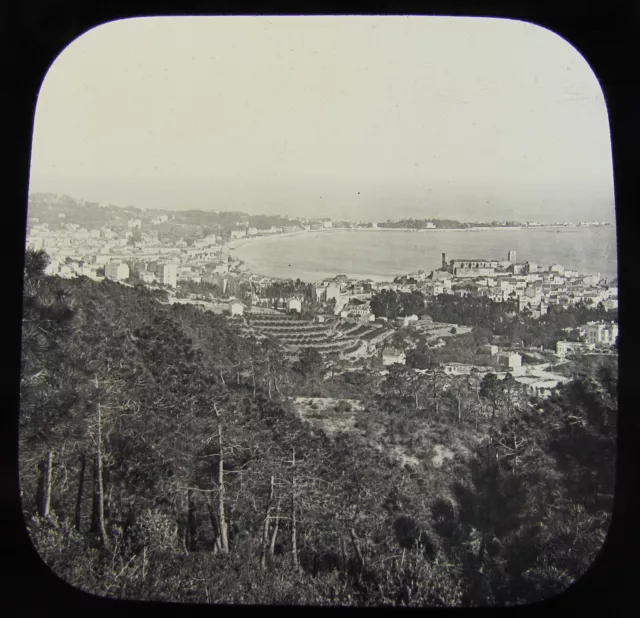 Glass Magic Lantern Slide PANORAMMA OF CANNES C1910 SOUTH OF FRANCE RIVIERA