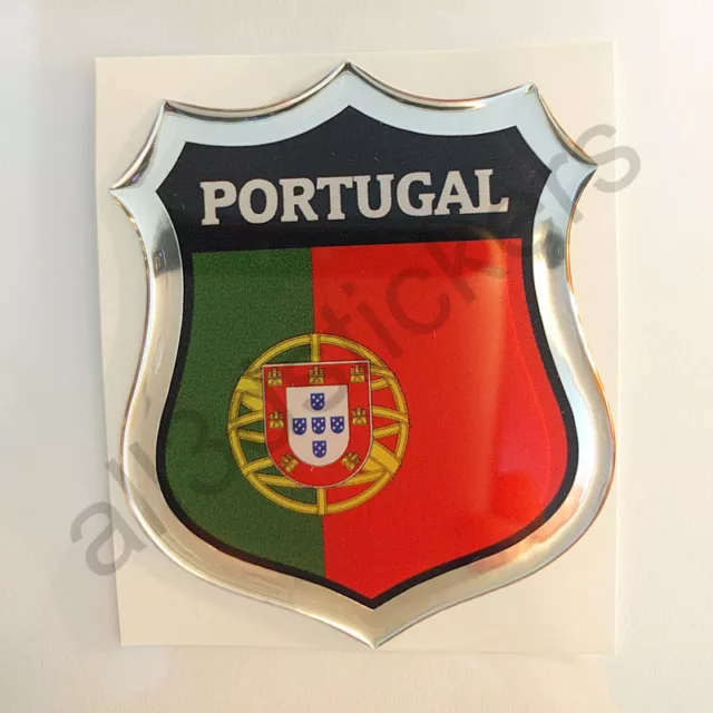 Pegatina Portugal 3D Escudo Emblema Vinilo Adhesivo Resina Relieve Coche Moto