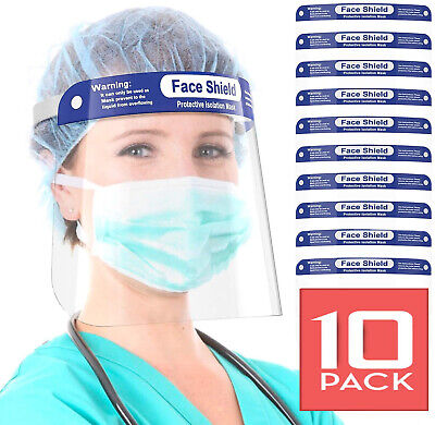 10-Pack Face Shield Reusable Protection Mask Cover Industry Safety Anti Splash