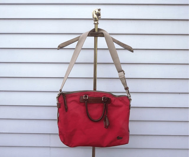 Dooney & Bourke Genuine Vacchetta Leather Red Canvas Purse