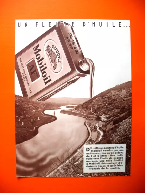 PUBLICITE DE PRESSE MOBILOIL HUILE LE GOUT BIEN FRANCAIS DE LA QUALITé AD 1935