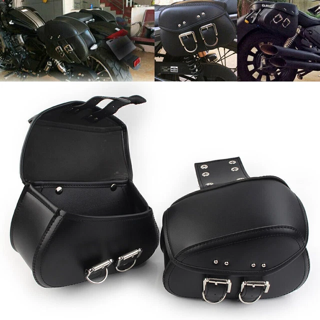 Borse da sella in pelle PU bagaglio laterale borsa per attrezzi nera vestibilità motore Sportster Dyna