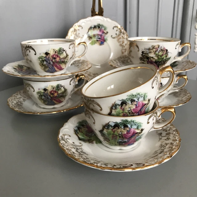 Service Café Winterling Röslau Bavaria Décor Japonisant Doré Or Fin Vin Vintage