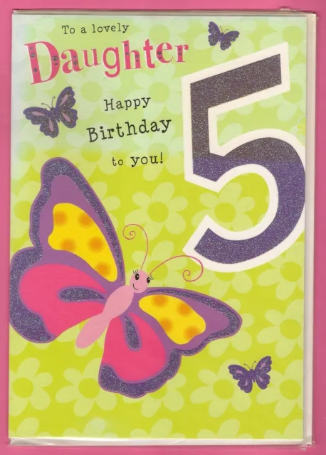 Daughter 5th Happy Birthday Greeting Card Large Size 5 Years Old Lovely Special
