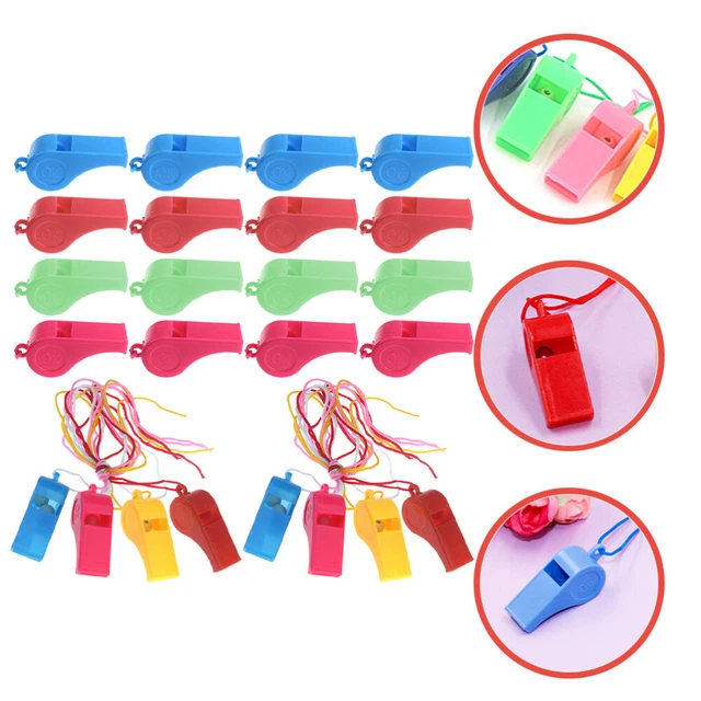 48pz Pipa Bambino con Cordino Funny Whistle Giocattolo per Giochi Sportivi Emergenze