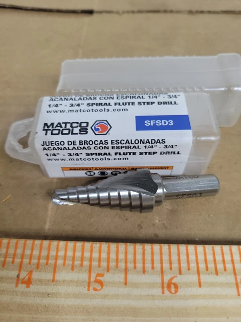 Matco Tools SFSD3 Spiral Flute Step Drill Bit 1/4"-3/4" 2