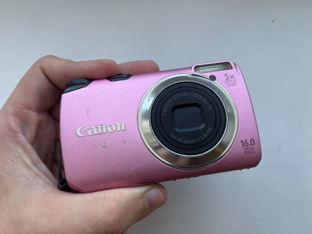 CANON POWERSHOT A3300 IS Digital Camera Pink Used, Tested