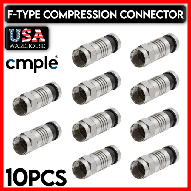 10PCS F-Type Connector Compression Type F Male Plug for RG-59 Coax Coaxial Cable