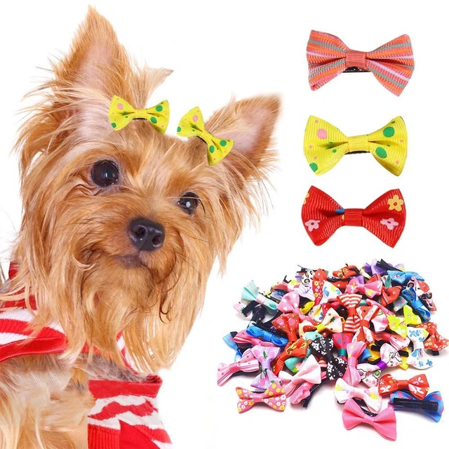 100X Arcos para Cuello de Cabello Mascota Perro Gato Banda Accesorios de Aseo Hechos a Mano