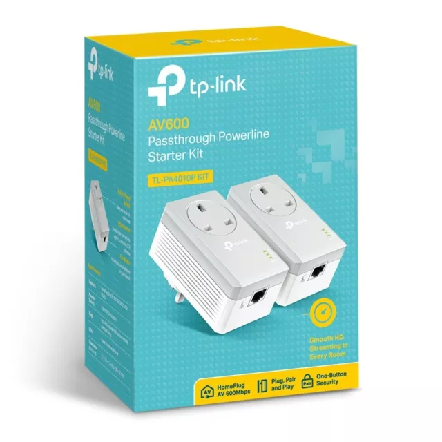 TP-Link TL-PA4010P KIT AV600 Passthrough Powerline Starter Kit TL-PA4010P V5.0