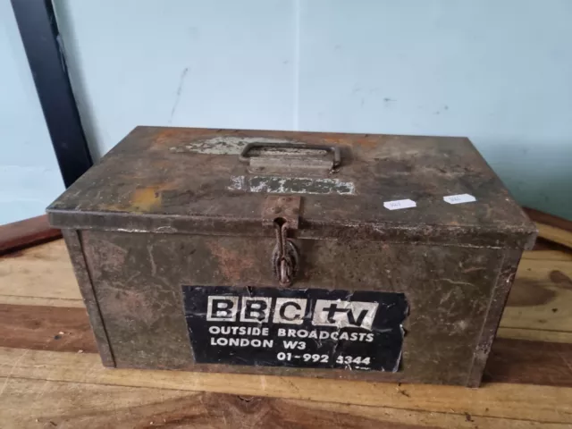 Vintage Green Metal Lockable Tool Box with BBC sticker