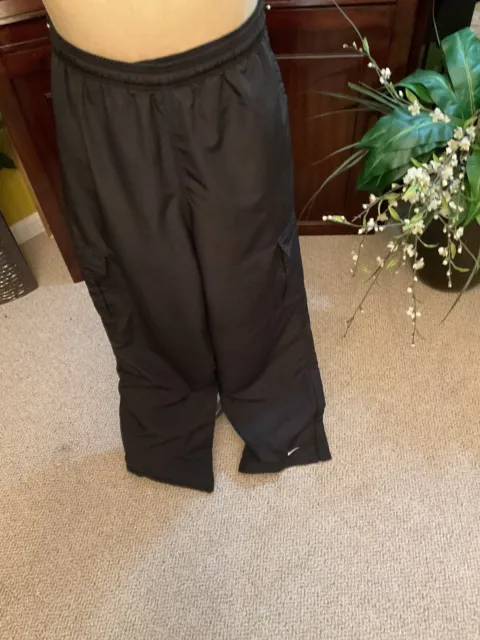 Nike Mesh Lined Mens Black Waterproof Ankle Zip Rain Pants Size XL, Pockets.