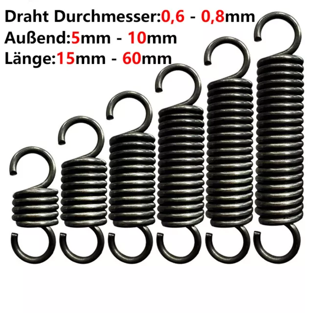 Zugfeder Draht Durchmesser 0,6mm bis 0,8mm Federstahl Spannfeder Außend 5 - 10mm