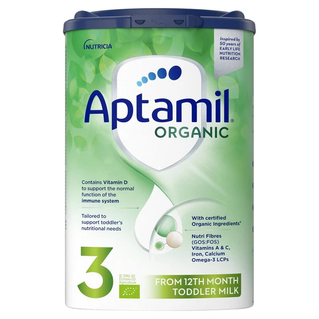 Leche orgánica Aptamil 3 para niños pequeños a partir del mes 12 800 g