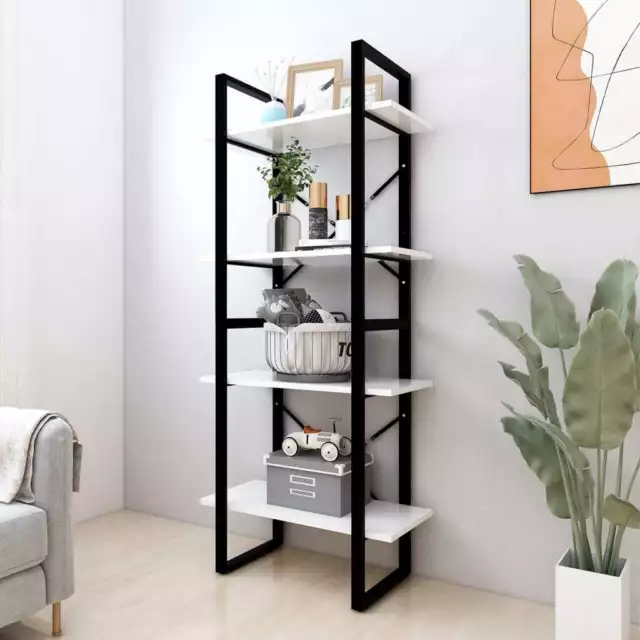4-Tier Book Cabinet White 60x30x140 cm Engineered Wood
