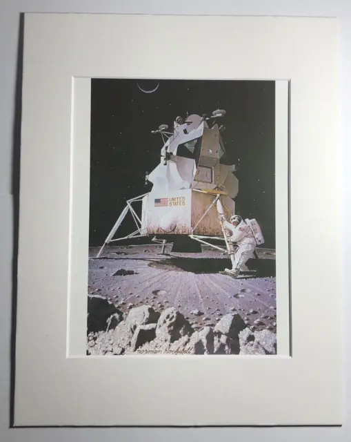 Norman Rockwell "Astronauts on the Moon" 11 x14 Matted Art Print-Post Cover 1967