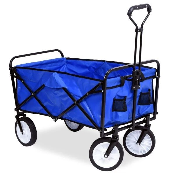 Chariot Jouet Enfants Folpus - Voiture à Tirer Sable Plage Intérieur Jardin Bleu