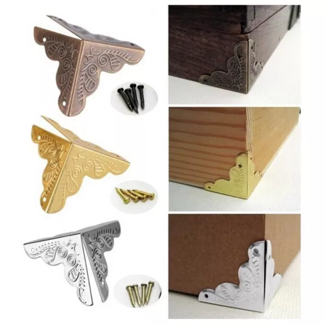 12Pc Wooden Box Corner Protector Antique Iron Jewelry Case Accessories Guards