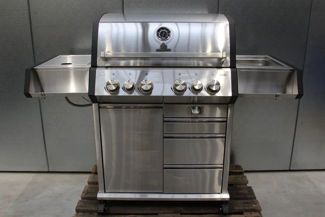 Burnhard EARL Royal Series 4-Brenner Gasgrill Heckbrenner Grillwagen Edelstahl