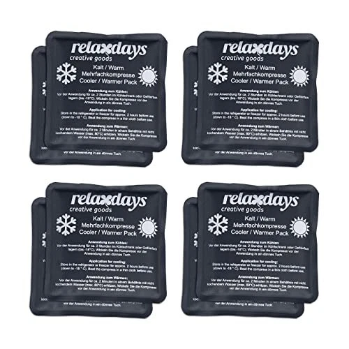 Relaxdays Poches de Glace, Lot de 8, Chaud et Froid, 11 x 11 cm, Premiers Secour