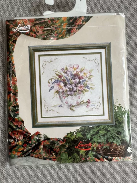 Lanarte counted cross stitch flower bowl bouquet #34232