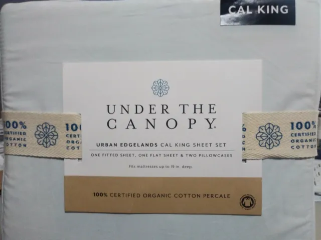 New Under The Canopy California King Sheet Set 100% Brushed Organic Cotton Green