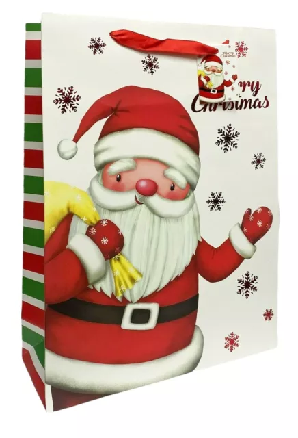 12 X Weihnachten Groß Geschenktüten Für Weihnachten Geschenke Santa Rot Weiß