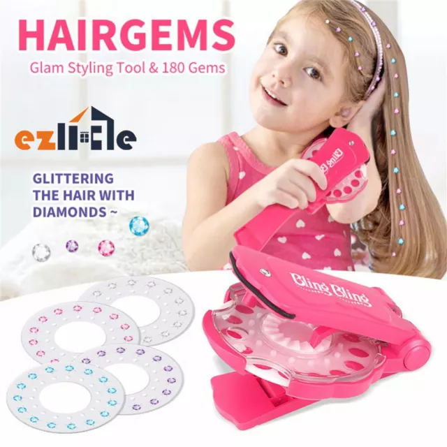 Magic Hair Shining Bling Diamond Stapler Sticker Girls Glam Bling Toy 180 Gems