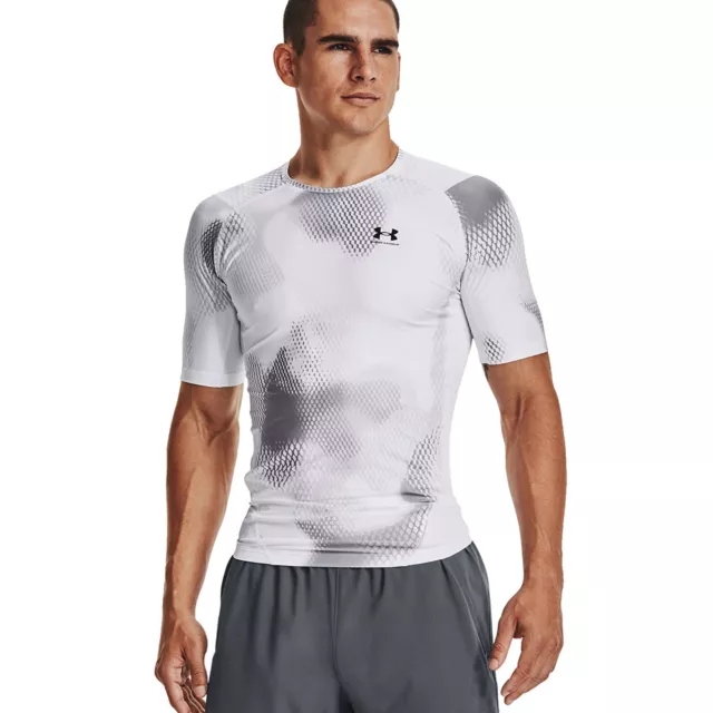 Under Armour Iso-Chill Printed Compression SS T-Shirt Herren-Laufshirt Weiß