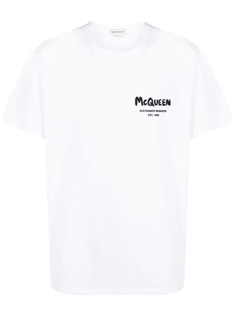 ✅ Alexander mcqueen T-Shirt TG. S-M-L-XL-XXL tshirt Bianco Logo piccolo