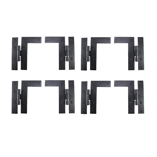 Pair Flush H-L Cabinet Hinge Wrought Iron 4.5"H Pack of 4 | Renovator's Supply