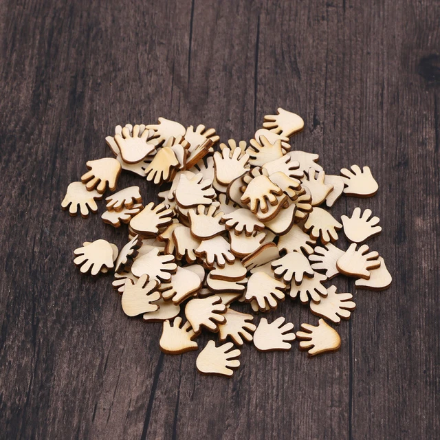 100 pezzi cartone animato forma palma pezzi di legno ritagli artigianato decorazioni legno O