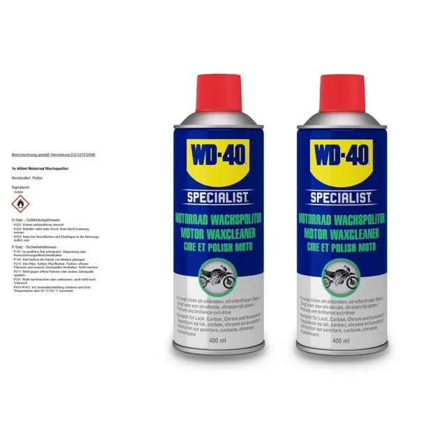 WD-40 SPECIALIST 2x 400 ml MOTORRAD WACHSPOLITUR MOTORBIKE POLISH WACHS