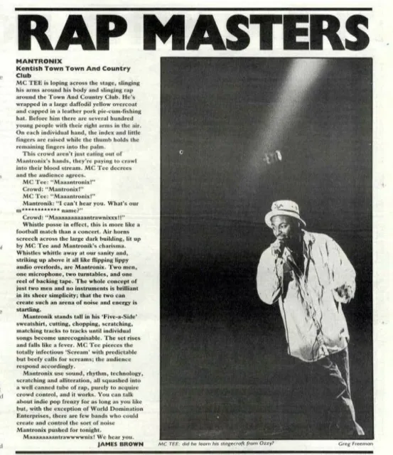 21/2/87PT31 Live Review & Picture. Mantronix - Kentish Town And Country Club