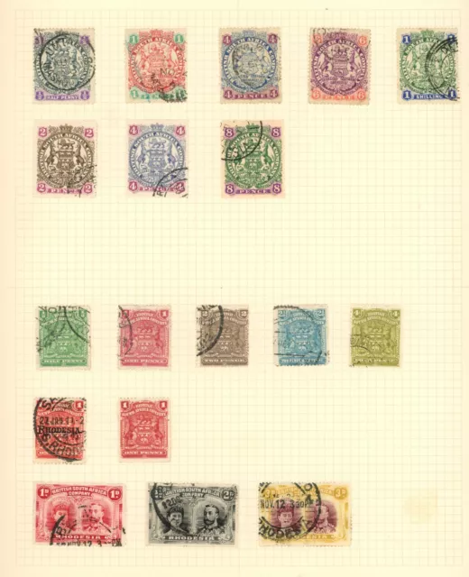 Rhodesia British South Africa Stamps 1897-1912 inc Arms & KGV Double Heads to 3d