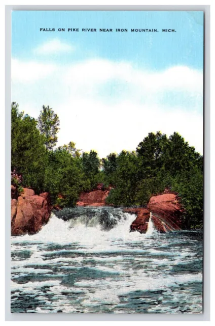 Postcard: MI Falls On Pike River Near Iron Mountain, Michigan - Unposted
