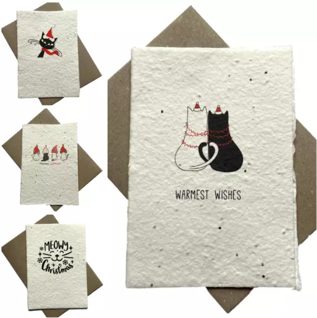 Seeded Paper Catnip Cat Greeting Plantable Christmas Cards for Cat Lovers