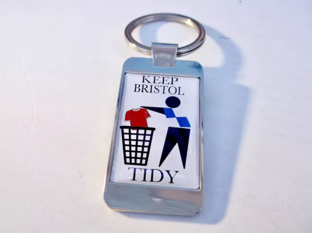 Bristol Rovers Unterstützer Halten Ihre Gebiet Tidy Abzeichen Keyring Key Kette